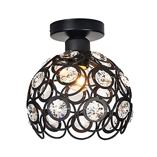 Wankd Kristall Deckenleuchte, Deckenlampe Modern Unterputz Einbauleuchte Beleuchtung Decken und Wandleuchte Spots Kristall Runde Effekt Lampe, Ø 20CM (Schwarz) von Wankd