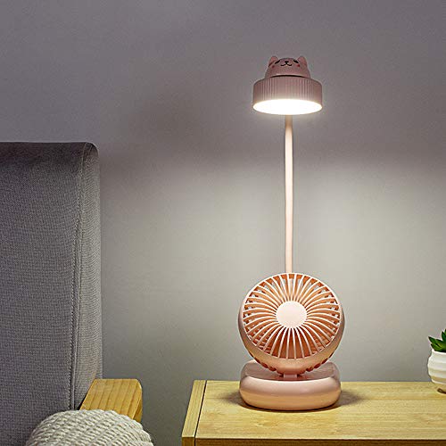 Wankd LED Schreibtischlampe Kinder mit Nachtlicht USB Ventilator Tischlampe Leselampe Buch Tageslichtlampe Dimmbare Nachttischlampe Lüfter Tischleuchte für Zuhause Büro Studie (Pink) von Wankd