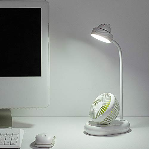 Wankd LED Schreibtischlampe Kinder mit Nachtlicht USB Ventilator Tischlampe Leselampe Buch Tageslichtlampe Dimmbare Nachttischlampe Lüfter Tischleuchte für Zuhause Büro Studie (Weiß) von Wankd