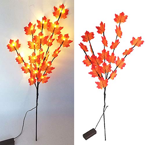 Wankd LED Zweig Lampe, 1 Stück 20 LEDs dekorative Ahornblatt Lichterkette Licht Batterie aufgeladen für Home Room Decoration Weihnachtstag (1 PCS) von Wankd