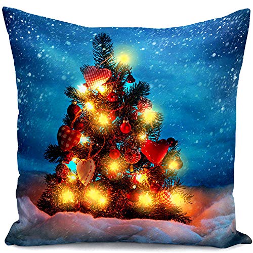 Wankd Laterne Weihnachtskissen LED-Licht Kissen Kreativ Gedruckt Plüsch Kissen Für Sofa Bed Restaurant Home Decor New Family Geschenk Weihnachten 45 * 45Cm (Liebe Weihnachtsbaum) von Esoes