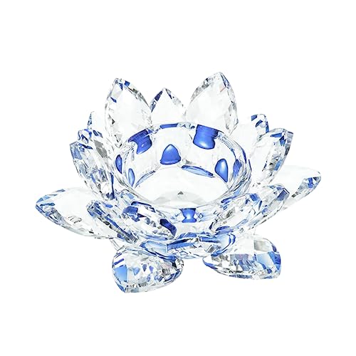 Wankd Lotus Kristall-Kerzenhalter, Kristallglas, Lotus-Kerzenhalter, Blumenkerze, Teelichthalter, blau von Wankd