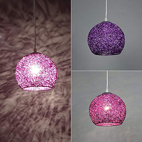 Wankd Moderne Kronleuchter, Nordisch Lampe Aluminiumdraht Pendelleuchte E27 Lampenfassung | Macaron Design Hängeleuchte Leucht für Wohnzimmer, Küche oder Hängend über den Esstisch (Lila) von Wankd