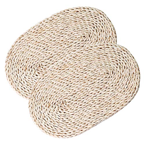 Wankd Stroh Tischsets, 2 STÜCKE, Oval, 30 * 45CM, Natürliche Maisschale, Tee Matte von Wankd