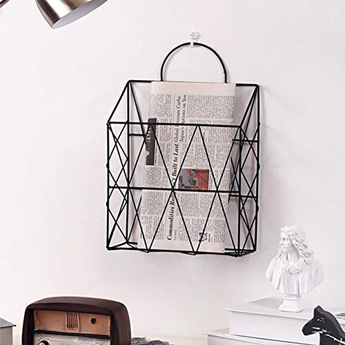 Wankd Zeitschriftenhalter hängenden Wand montiert Zeitung Periodensystem Buch Dokument Datei Veranstalter Korb Metallregal Lagerbehälter Display-Ständer (Schwarz, 25.5 * 10 * 38cm) von Wankd