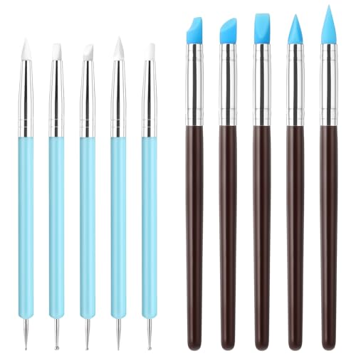 Wanmu 10 Stück Gummipinsel, Pinsel Set Acrylfarben Pinsel Silikonpinsel Modellierpinsel Colour Shaper Clay Shaper Modellier Werkzeug für Modellierung Malen von Wanmu