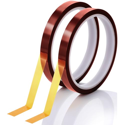 Wanmu 2 Rollen Kapton Tape, Hohen Temperaturen Klebeband Hitzebeständig Kaptonband, Polyimid Capton Tape Isolierband Hitzebeständig für Leiterplatten 3D Drucke Löten Sublimation - 10 mm x 33 m von Wanmu