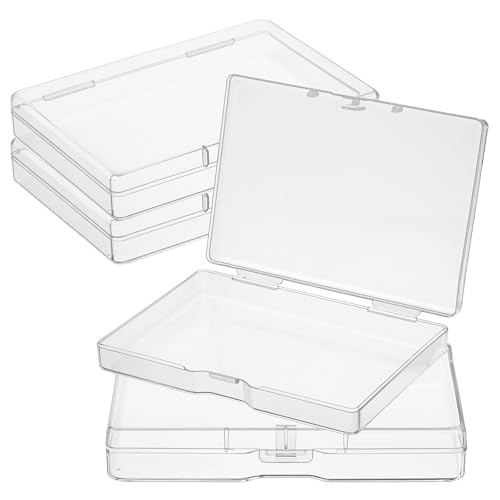 Wanmu 4er Set Mini Kunststoff Klare Perlen Aufbewahrungsboxen, Kleine Kunststoff Aufbewahrungsbehälter mit Klappdeckeln, Rechteckige Klare Boxen für das Sammeln von Kleinteilen, Perlen, Schmuck(Klein) von Wanmu