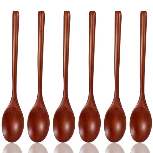 Wanmu Holzlöffel Esslöffel, 6 Stück Natürlich Holzlöffel Handgefertigte Holz Suppenlöffel Esslöffel Müslilöffel Kaffeelöffel Teelöffel Schokolade Honiglöffel von Wanmu