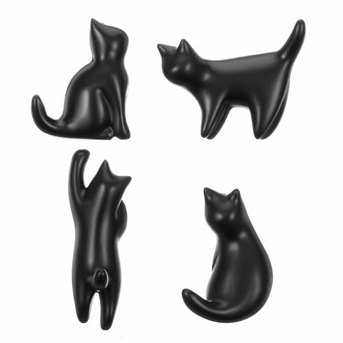 Wanmu Schwarze Katze Kühlschrankmagnete, 4 Stück Niedliche Katze Kühlschrankmagnet Metallmagnet für Damen Katzenliebhaber Küche Kühlschrank von Wanmu