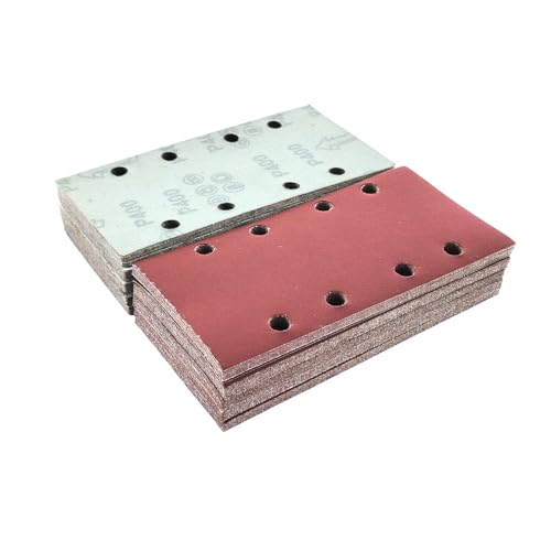 Wanmutrun 93x185mm Schleifblatt Set 100Stück Körnung 400, 8Loch Schleifpapier Klett für Schwingschleifer Polieren von Holz Metall und Farbe Wanmutrun 93x185mm Schleifblatt Set 100Stück Körnung 400, 8Loch Schleifpapier Klett für Schwingschleifer Polieren von Holz Metall und Farbe von Wanmutrun