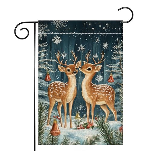 Rentier-Schneeflocken-Gartenflagge von Wanpluml