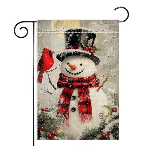 Roter Vogel Schneemann Gartenflagge doppelseitig Roter Vogel Schneemann Gartenflagge doppelseitig von Wanpluml