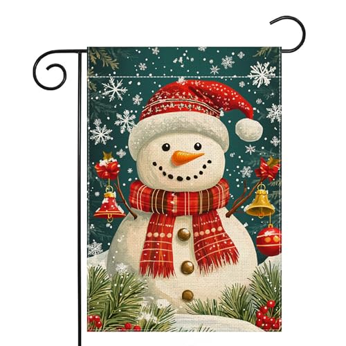 Schneemann Schneeflocke Gartenflagge Schneemann Schneeflocke Gartenflagge von Wanpluml