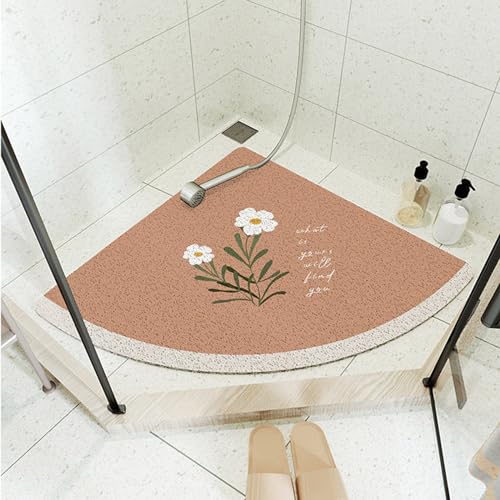 Wansiman Duschmatte rutschfest Halbrund,Luffa Massage Duschmatten Mit,Duschmatte Dreieckig,rutschfeste Luffa-Duschmatte,Schnell Trocknend Waschbar,rutschfest,Massage,Dreieck,FüR Dusche Oder Badewanne von Wansiman