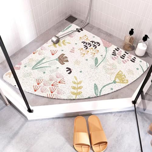 Wansiman Luffa Massage Duschmatten Mit,Duschmatte Dreieckig,rutschfeste Luffa-Duschmatte,Schnell Trocknende Eck-Duschmatte,AblauflöChern,Dreieck,Weicher,Massage,rutschfest,FüR Badewanne,Nassbereiche von Wansiman