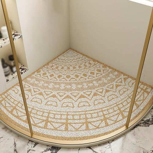 Wansiman Luffa Massage Duschmatten Mit,Duschmatte Dreieckig,rutschfeste Luffa-Duschmatte,Schnell Trocknende Eck-Duschmatte,Schnell Trocknend Waschbar,rutschfest,Dreieck,FüR Badewanne Und Nassbereiche von Wansiman
