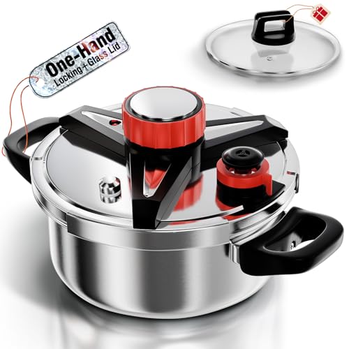 WantJoin 4Qt Schnellkochtopf – 3-in-1 Edelstahl-Druckkanne kompatibel mit Gas- und Induktionsherd, Schutzgeräte, Dosenregal im Lieferumfang enthalten von WantJoin