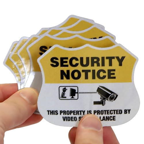 10 x Sicherheitsaufkleber – "Protected by Video Surveillance" – Videoüberwachungsaufkleber/Eigenschaftsüberwachung Beschilderung – EG Reflektierende Klebeetiketten – 7 x 8,3 cm von Wanwanzi