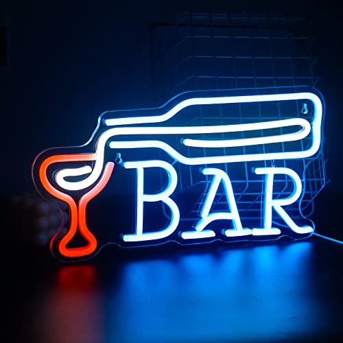 Blaue Bar mit Weinglas Neonlicht, Bar Neon Schild für Wanddekoration, LED Leuchtreklame für Hausbar, Spielkneipe, Bistro, Nachtclub, Raum, Bar, Drinkparty von Wanxing
