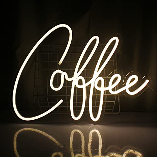 Coffee Neon Sign - Kaffee Leuchtreklame Buchstaben Led Neon Schild Cafe Neonlicht für Wand Cafe Dekor, Neon Licht für Bar,Cub,Kaffeehaus,Restaurant,Raumdekoration (Warmweiß) von Wanxing