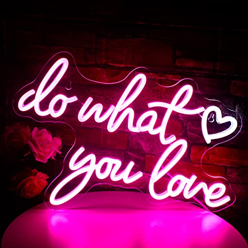 Do What You Love Neonlicht Schriftzug, Rosa Neon Schild für Wand Dekor, USB betrieben Neon Led Schild für Schlafzimmer, Wohnkultur, Büro von Wanxing