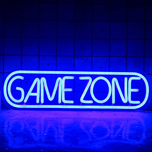 Game Zone Leuchtreklamen Gamer LED Neonlicht Gaming Zone Leuchtreklame für Spielzimmerdekoration, Spielbereich, Männerhöhle, Kneipe, Geschenk für Teenager, Freunde, Jungen (Blau) von Wanxing