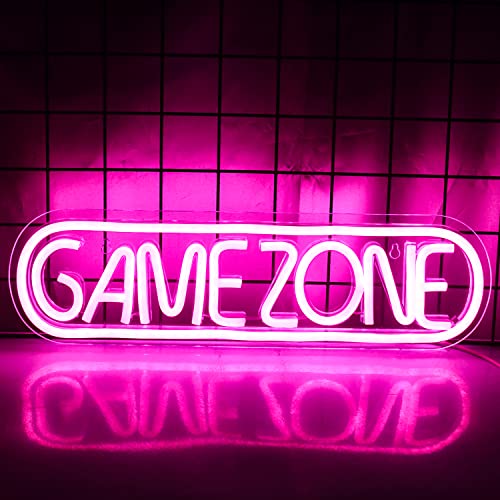 Game Zone Leuchtreklamen Gamer LED Neonlicht Gaming Zone Leuchtreklame für Spielzimmerdekoration, Spielbereich, Männerhöhle, Kneipe, Geschenk für Teenager, Freunde (Pink) von Wanxing