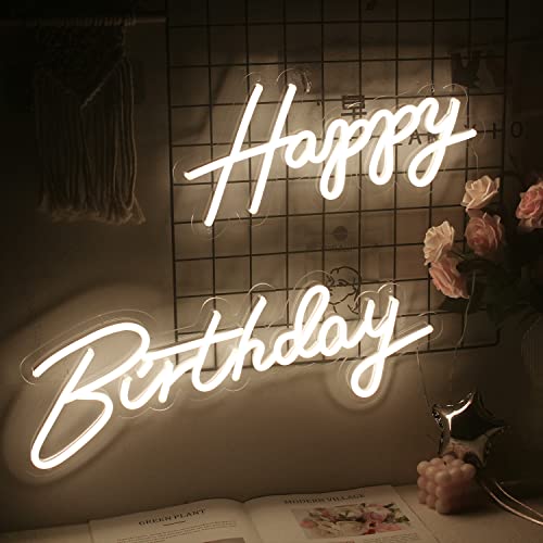 Happy Birthday Leuchtreklame Happy Birthday Zeichen Buchstaben LED-Schild Happy Birthday Dekorationen für Babys, Geburtstagsfeiern, Mädchen (happy: 16.5"*7.9",birthday:22.8"*7.9") von Wanxing