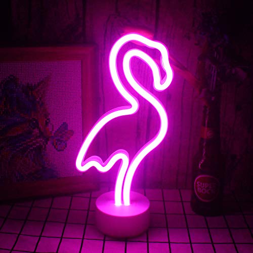 Wanxing Rosa flamingoförmige Neonlicht, neondekorative Leuchte mit Basis USB/batteriebetriebenes Schild Kinderzimmer Mädchen Schlafzimmer Tisch Weihnachtsfeier gehobene Nachtlicht (rosa Flamingo)… von Wanxing