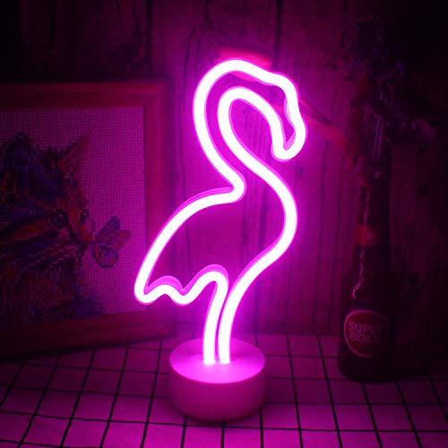Rosa flamingoförmige Neonlicht, neondekorative Leuchte mit Basis USB/batteriebetriebenes Schild Kinderzimmer Mädchen Schlafzimmer Tisch Weihnachtsfeier gehobene Nachtlicht (rosa Flamingo) von Wanxing