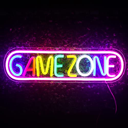 Game Zone Leuchtreklame Gamer LED Neonlicht Gaming Zone Neon Lichter Wand für Spielzimmer Dekoration,Spielbereich,Raum Dekor, Kneipe, Geschenk für Teenager,Freunde,Jungen von Wanxing