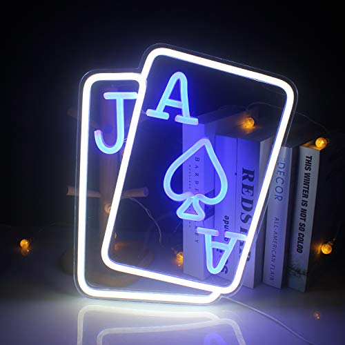 Spielkarten Neon Schild für Wand Dekor, Kreativ LED Schild, Poker Neonlicht mit USB-betrieben für Schlafzimmer, Casino, Bar, Spielzimmer, Wohnzimmer von Wanxing