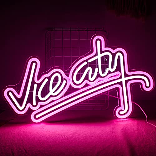 Vice City Neon Schild, GTA Neon Schild für Wand Dekor, Spiel Neon Licht mit USB Betrieben für Spielzimmer, Spiel zone, Spiel dekor von Wanxing