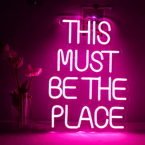 This Must Be The Place Neonlicht Für Wanddekoration, Rosa Schriftzug Neon Light, Led Neon schild mit USB-betrieben Für Schlafzimmer, Spielzimmer, Party, Hochzeit von Wanxing