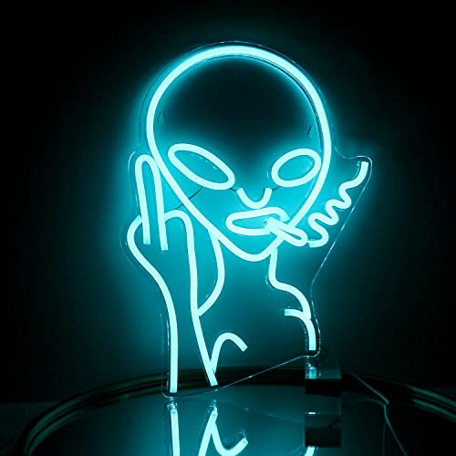 Wasser Blaue Außerirdischer Neon Schild, Außerirdischer Led Schild, Außerirdischer Neon Licht mit USB-betrieben für Wand Dekor, Spielzimmer, Bar, Schlafzimmer von Wanxing
