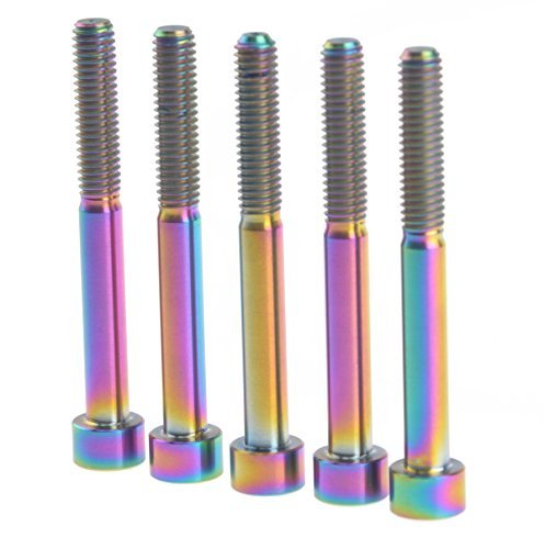 Titan M6 x 55 mm DIN 912 Innensechskant-Schraube mit Regenbogen-Finish, 5 Stück von Wanyifa