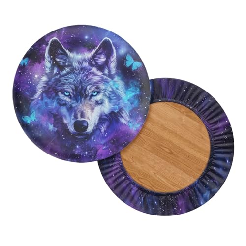 Wanyint Barhocker-Bezüge mit Galaxie-Wolf-Druck, rund, dehnbar, waschbar, für Stühle, staubdicht, Hocker, Sitzkissen, Schonbezüge, Schminktisch, Hocker, Sitzkissen, Wa-CZA23-Eur-3 von Wanyint