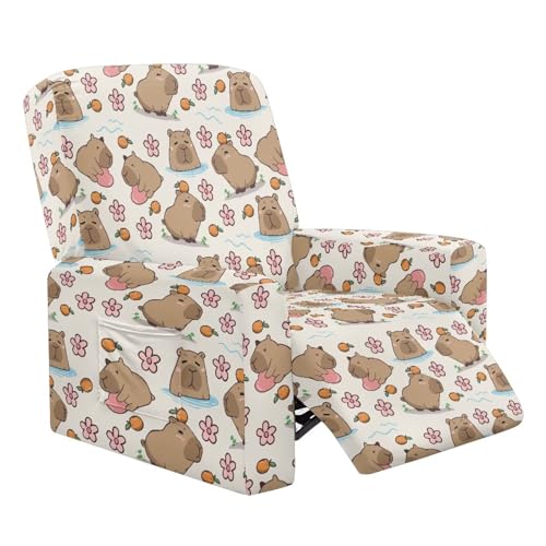 Wanyint Capybara Sofa-Schonbezug mit orangefarbener Blume, extra groß, weich, dick, Sofaschonbezug, Liegestuhl, Sitzbezug mit elastischer Unterseite und Seitentasche, 4 Stück Wanyint Capybara Sofa-Schonbezug mit orangefarbener Blume, extra groß, weich, dick, Sofaschonbezug, Liegestuhl, Sitzbezug mit elastischer Unterseite und Seitentasche, 4 Stück von Wanyint