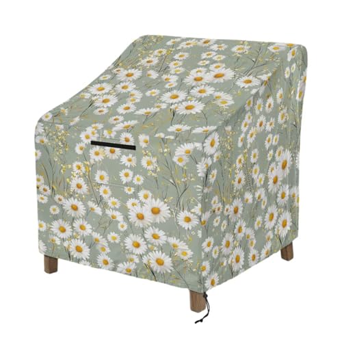 Wanyint Gartenstuhlbezüge, wasserdicht, stapelbar, funktionale Abdeckung für Rasen, Lounge, Drehstuhl, Schaukelstühle, 96 x 96 x 92 cm, Gänseblümchen-Grün von Wanyint
