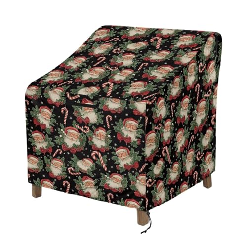 Wanyint Gartenstuhlhussen, wasserdicht, strapazierfähig, für den Außenbereich, Weihnachtsdekoration, für Gartenmöbel, Terrasse, Deck und Veranda, 96 x 96 x 92 cm, Weihnachtsmann, Stechpalme von Wanyint