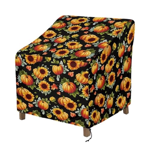 Wanyint Gartenstuhlhussen für den Außenbereich, staubdicht, wasserabweisend, Drehstuhlhussen, Herbstdekoration für 4–6 stapelbare Esszimmerstühle, 96 x 96 x 92 cm, Kürbis-Sonnenblume, Schwarz Wanyint Gartenstuhlhussen für den Außenbereich, staubdicht, wasserabweisend, Drehstuhlhussen, Herbstdekoration für 4–6 stapelbare Esszimmerstühle, 96 x 96 x 92 cm, Kürbis-Sonnenblume, Schwarz von Wanyint