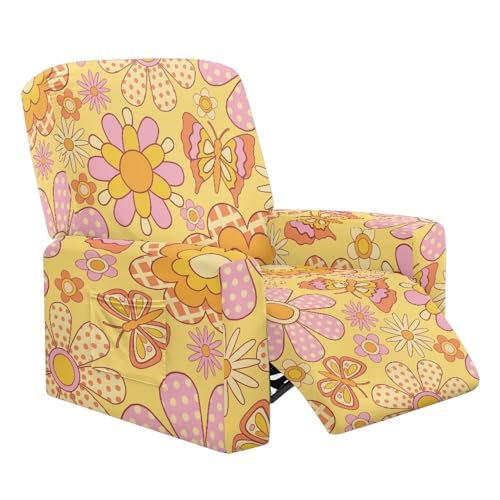 Wanyint Hippie-Bezug für Liegestuhl, Blume, Schmetterling, weich, gelb, 4 Stück, atmungsaktiv, Stretch-Möbelschutz mit Tasche für Haustiere, Hunde, Kinder Wanyint Hippie-Bezug für Liegestuhl, Blume, Schmetterling, weich, gelb, 4 Stück, atmungsaktiv, Stretch-Möbelschutz mit Tasche für Haustiere, Hunde, Kinder von Wanyint