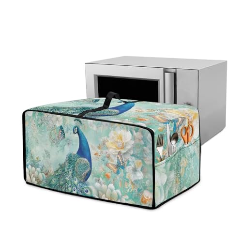 Wanyint Kleine Toaster-Ofenabdeckung mit Griff & Tasche, passgenaues Design, Staub- und Fingerabdruckschutz, Küchenzubehör, Pfau Schmetterling Blume von Wanyint