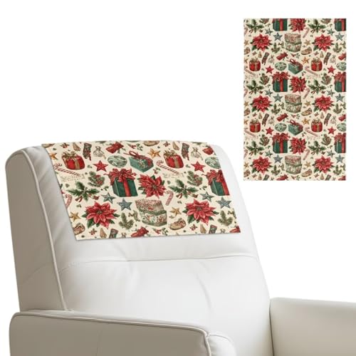 Wanyint Kopfstützenbezug für Liegestuhl, Kunstleder, mit selbstklebender Rückseite, Klettbänder für Zuhause und Büro, 43,2 x 68,2 cm, Weihnachtssterne, Süßigkeiten, 2 Stück von Wanyint