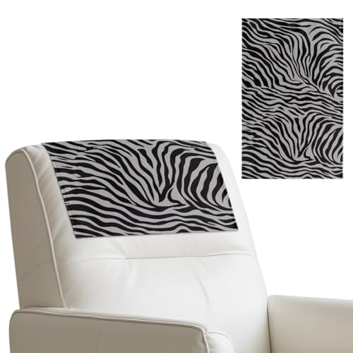 Wanyint Kopfstützenbezug für Liegestuhl, Kunstleder, mit selbstklebender Rückseite, Klettverschlussriemen für Zuhause und Büro, 43,2 x 68,2 cm, graues Zebramuster, 3 Stück von Wanyint