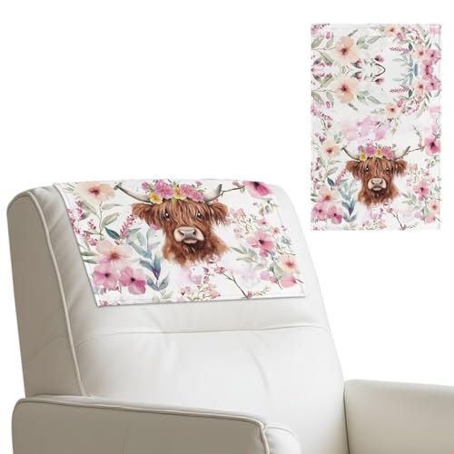 Wanyint Kopfstützenschutz für Liegestuhl, PU-Leder, Möbelschonbezug, leicht zu reinigen, rutschfeste Kopfstützenbezüge mit selbstklebender Rückseite, 43,2 x 68,9 cm, Hochlandrind mit Blumenmuster Wanyint Kopfstützenschutz für Liegestuhl, PU-Leder, Möbelschonbezug, leicht zu reinigen, rutschfeste Kopfstützenbezüge mit selbstklebender Rückseite, 43,2 x 68,9 cm, Hochlandrind mit Blumenmuster von Wanyint