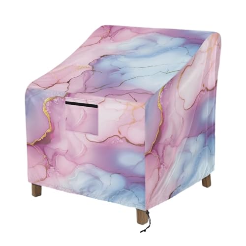 Wanyint Marmor Rosa Blau Gold Garten Outdoor Stuhlhussen Wasserdicht Stapel-Sitzbezug Funktions-Abdeckung für Rasen Lounge Sitz Drehstuhl Schaukelstühle 74x84x92cm von Wanyint