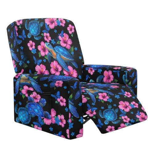 Wanyint Meeresschildkröten-Bezug für Liegestuhl, Schmetterling, Hibiskus, Rosa, Stretch-Sofabezug, 4 Stück, Liegesofabezug für 1 Kissen, Liegesofa, Möbelschutz Wanyint Meeresschildkröten-Bezug für Liegestuhl, Schmetterling, Hibiskus, Rosa, Stretch-Sofabezug, 4 Stück, Liegesofabezug für 1 Kissen, Liegesofa, Möbelschutz von Wanyint