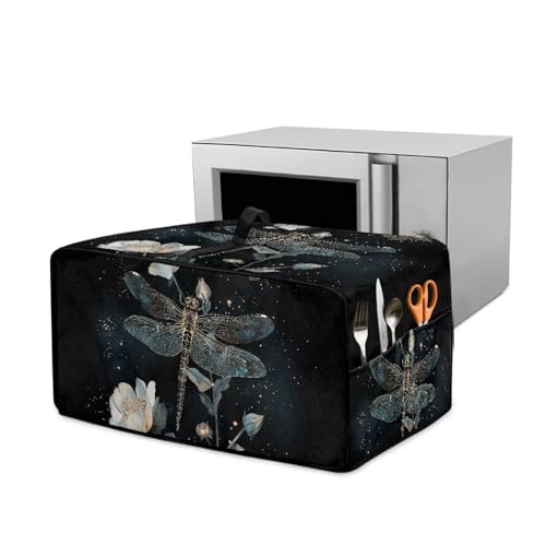 Wanyint Mittelgroße Toaster-Ofenabdeckung mit Griff & Tasche, passgenaues Design, Staub- und Fingerabdruckschutz, Küchenzubehör, Libelle Blume von Wanyint
